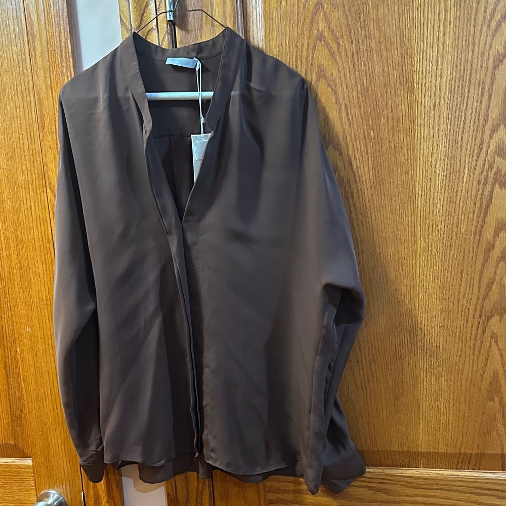 Vince Chocolate Blouse with Long Sleeves, new with tag